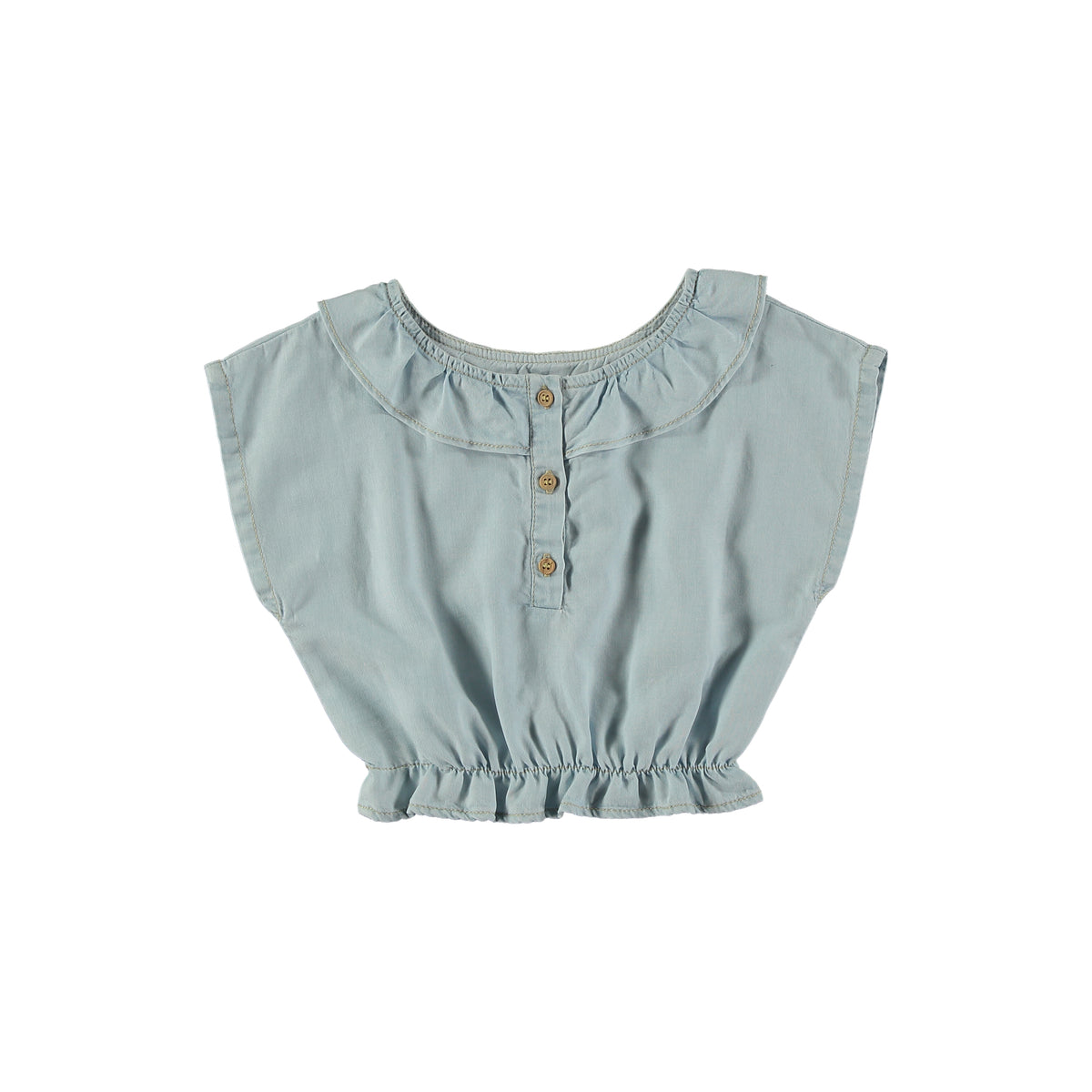GITEES Women Tops Solid Ruffle Trim Blouse (Color : Dusty Blue, Size : Small)  : : Clothing, Shoes & Accessories
