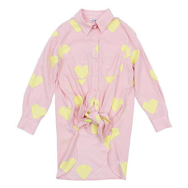 Neon heart pink tunic shirt by Piccola Ludo