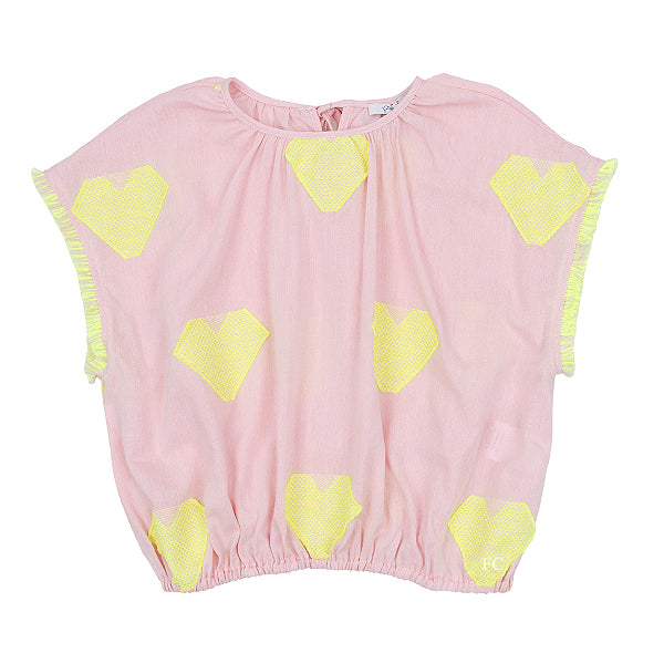 Neon heart pink top by Piccola Ludo