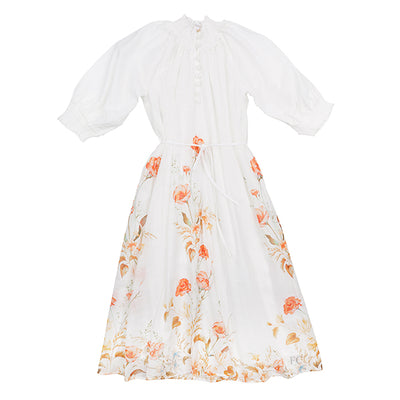 Border floral linen dress by Petite Amalie