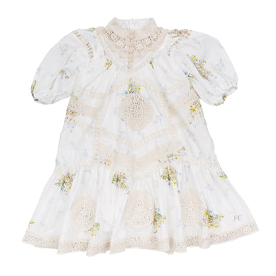 Doily applique spring voile dress by Petite Amalie