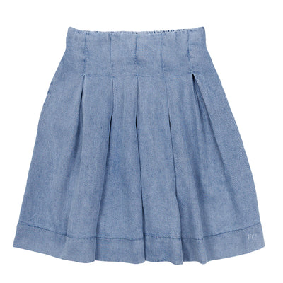 Stone wash denim pleated skirt by Porter