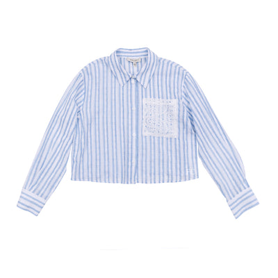 Stripe blue crochet pocket shirt by Twinset