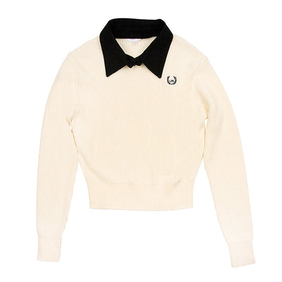 Removeable collared cream sweater by Luna Mae