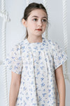 Printed eyelet light blue square neck dress by Noma