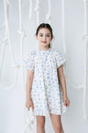 Printed eyelet light blue square neck dress by Noma