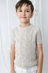 Marled textured knit sand top by Noma