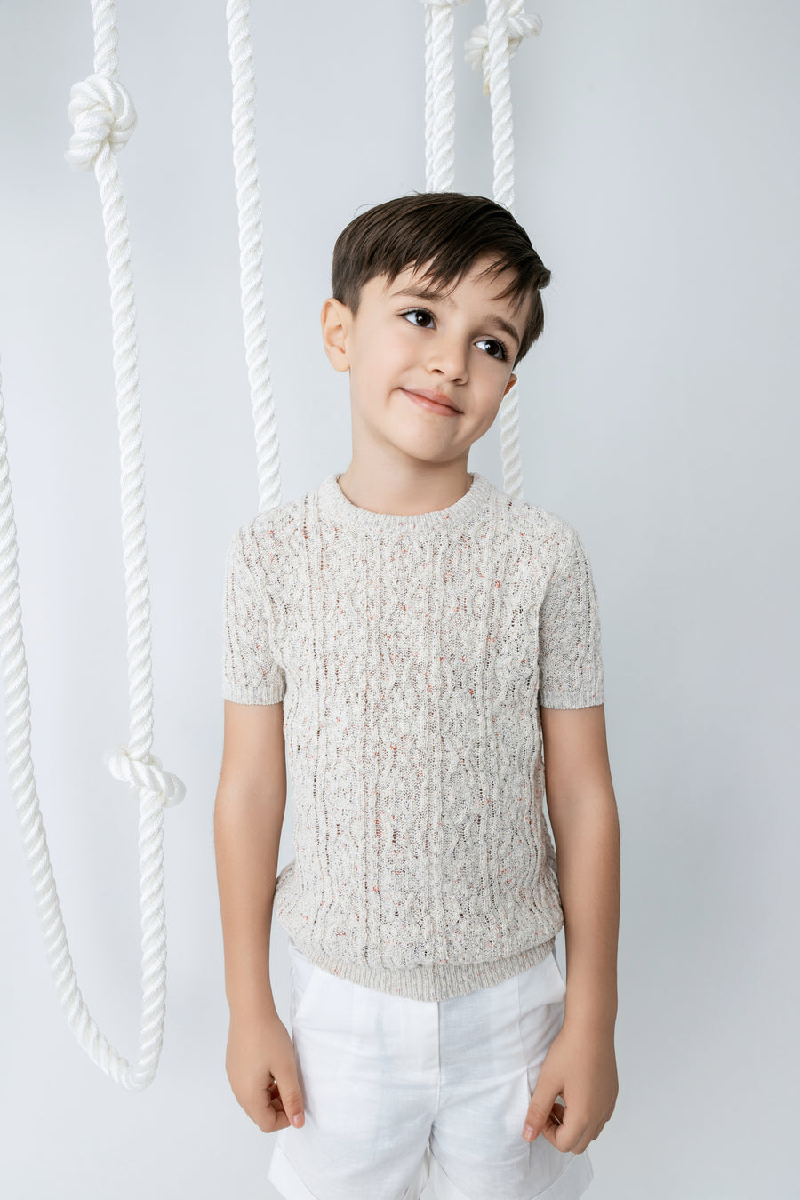 Marled textured knit sand top by Noma