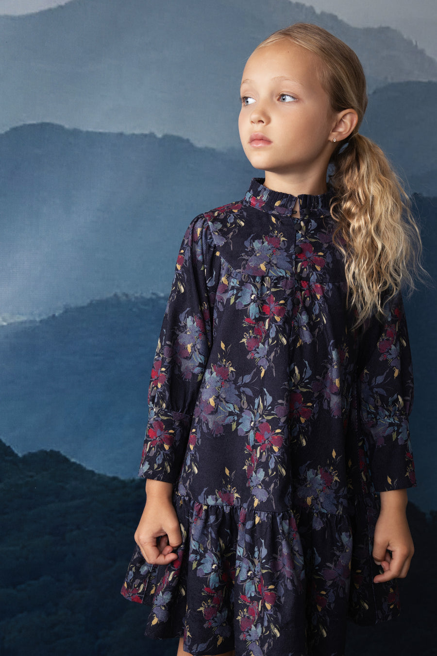 Round yoke button floral dress by Noma