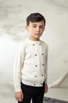 Cable double breasted cream emblem sweater by Belati