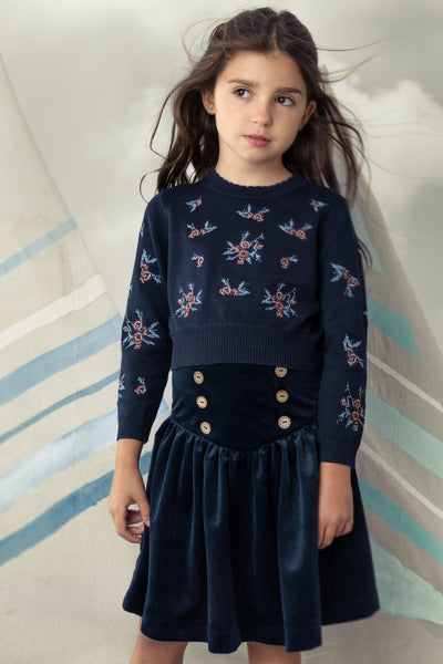 Cross stitch navy embroidered sweater by Belati