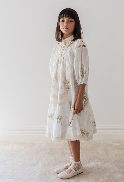 Doily applique spring voile dress by Petite Amalie