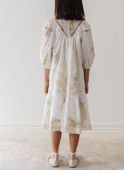 Doily applique spring voile dress by Petite Amalie