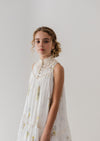 Doily applique sleeveless spring voile dress by Petite Amalie