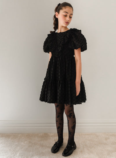 Vine burnout puff sleeve dress by Petite Amalie