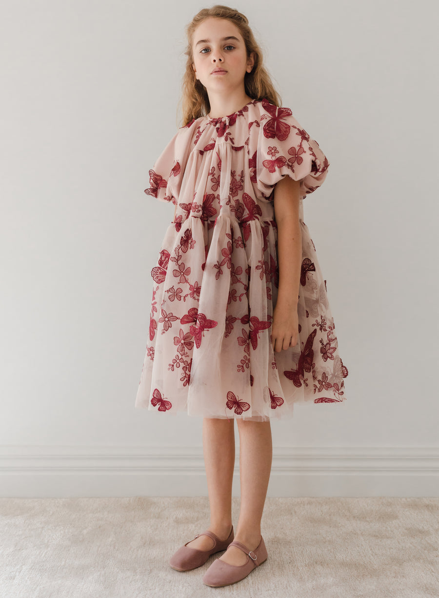 Burgundy butterfly dress by Petite Amalie