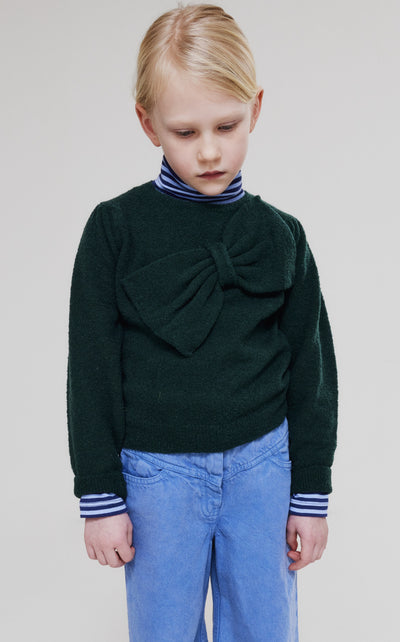 Verdi green bow sweater by Morley