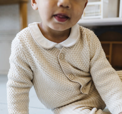 Bubble knit beige cardigan by Ely's & Co