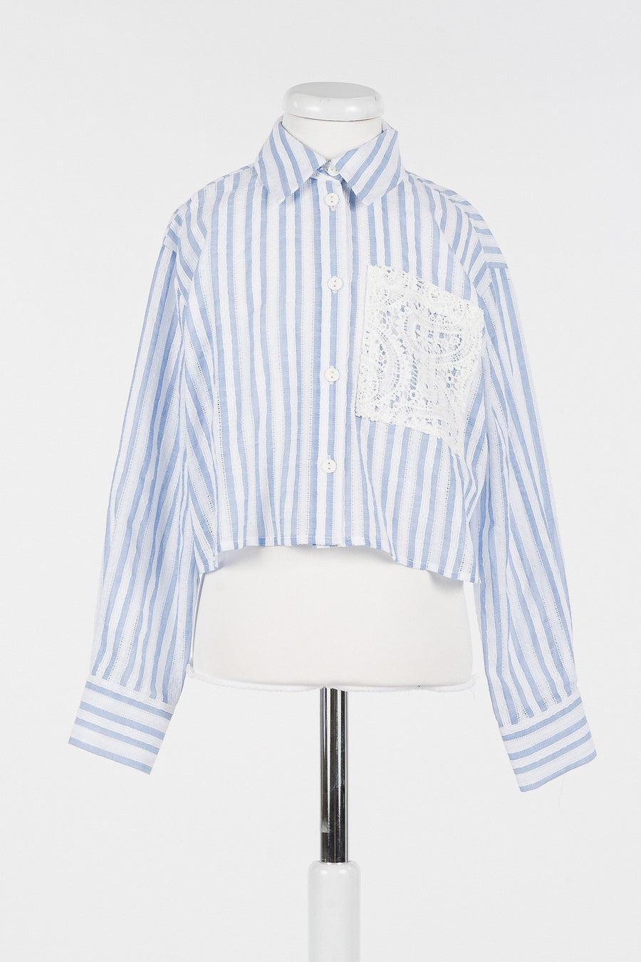 Stripe blue crochet pocket shirt by Twinset