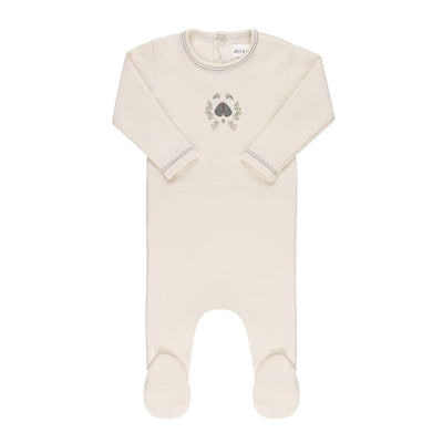 Garden floral ivory boy footie by Ely's & Co