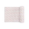 Vine pattern pink on ivory muslin swaddle by Ely's & Co