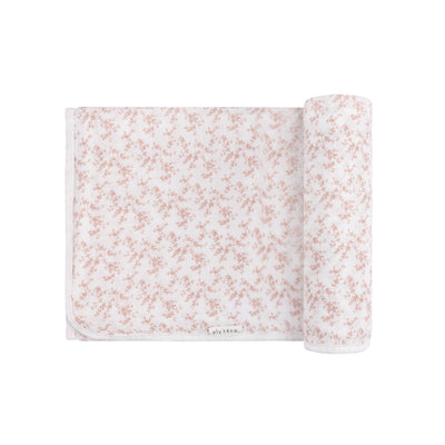 Vine pattern pink on ivory muslin swaddle by Ely's & Co