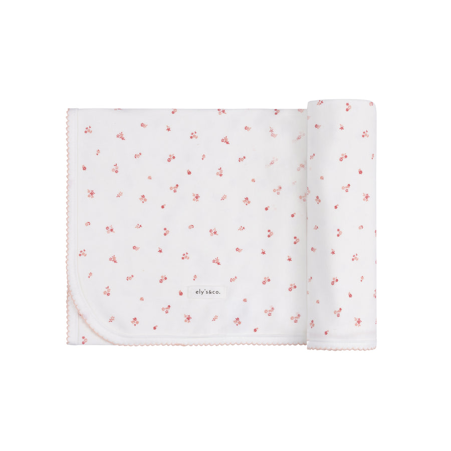 Cluster ivory/pink velour blanket by Ely's & Co