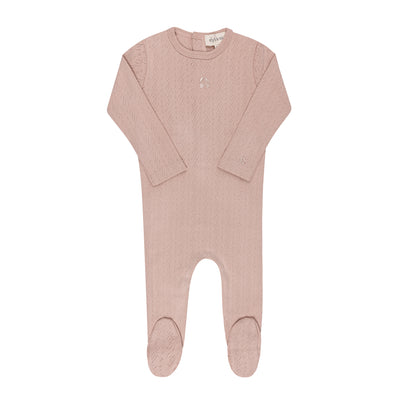 Cherry pointelle pink footie by Ely's & Co