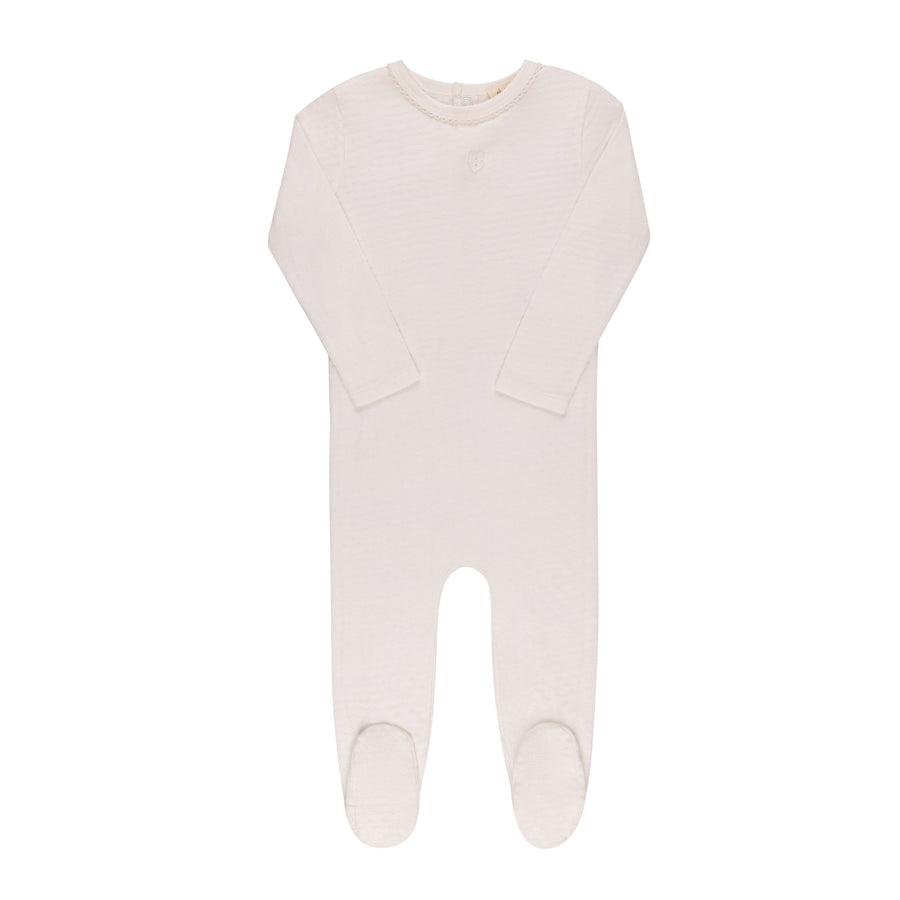 Heart pointelle ivory footie + bonnet by Ely's & Co