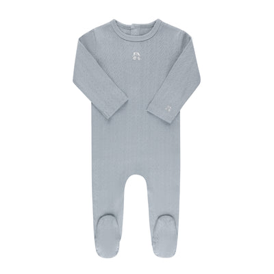 Cherry pointelle blue footie by Ely's & Co