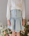 Lace trim light blue denim skirt by Steph