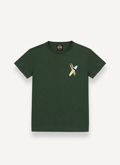 Surf print military green t-shirt by Colmar