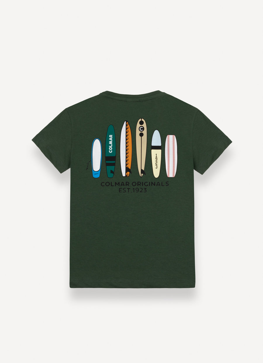 Surf print military green t-shirt by Colmar