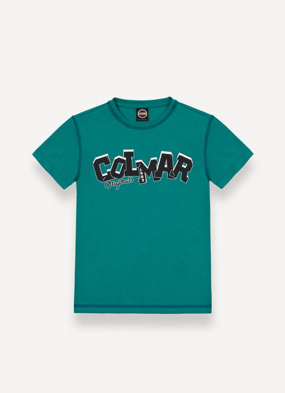 Contrast stitching teal t-shirt by Colmar