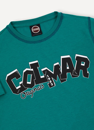 Contrast stitching teal t-shirt by Colmar