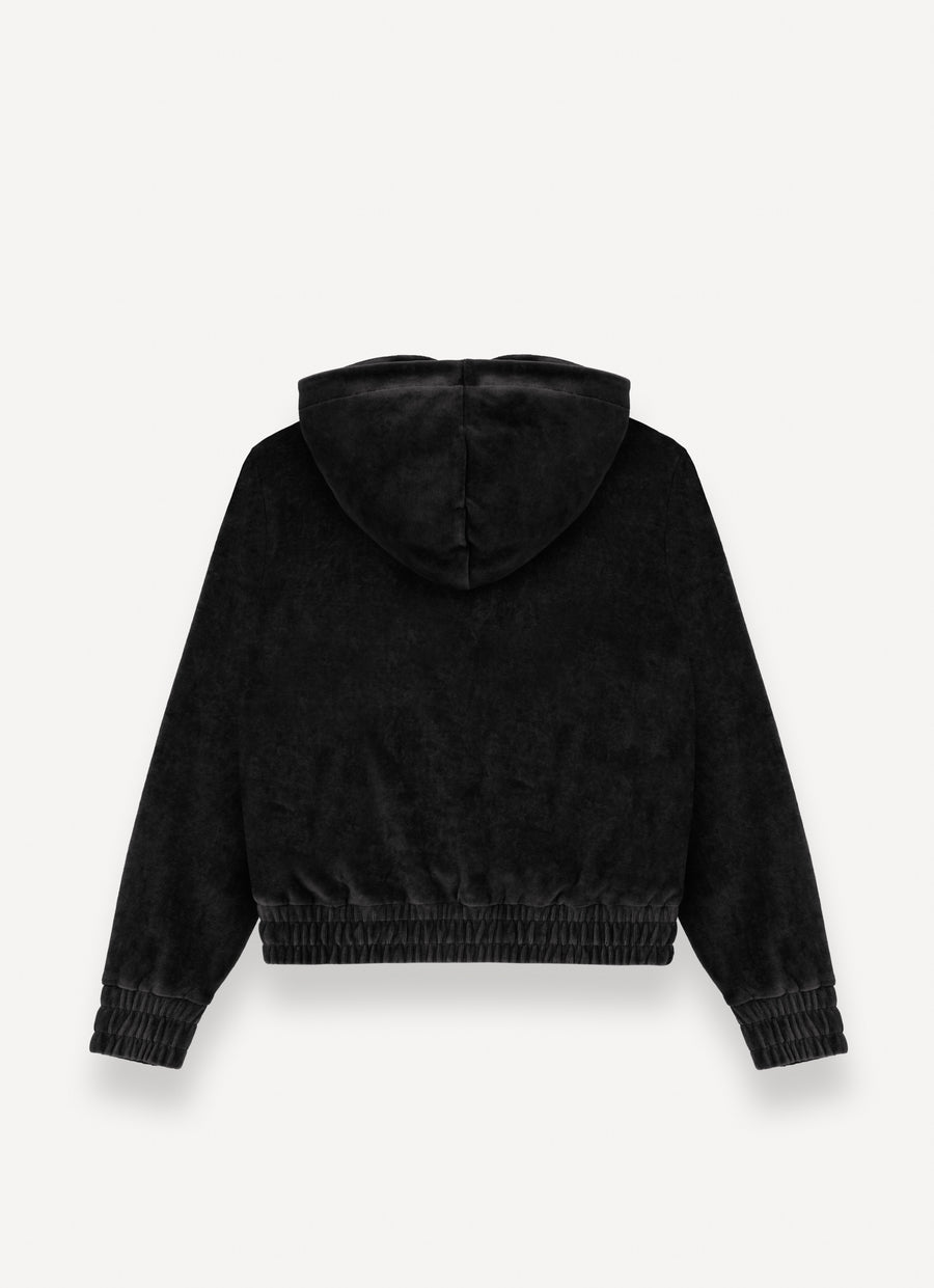 Velvet black zip up hoodie by Colmar