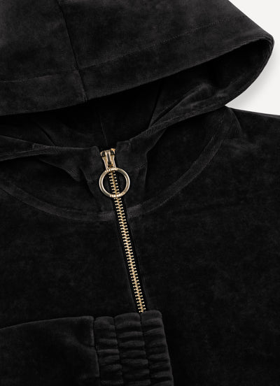 Velvet black zip up hoodie by Colmar