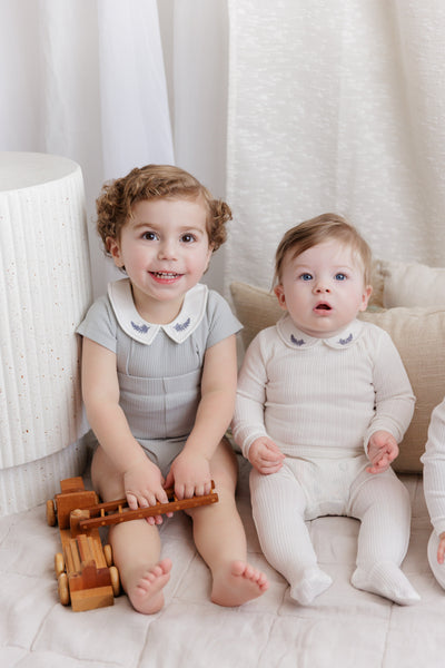 Embroidered collar blue leaf set by Ely's & Co