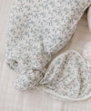 Vine pattern blue on ivory muslin swaddle by Ely's & Co