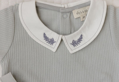 Embroidered collar blue leaf set by Ely's & Co