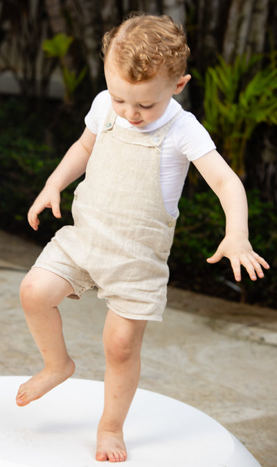 Sand linen overalls by Coco Blanc