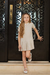 Sand linen drop pleat dress by Coco Blanc