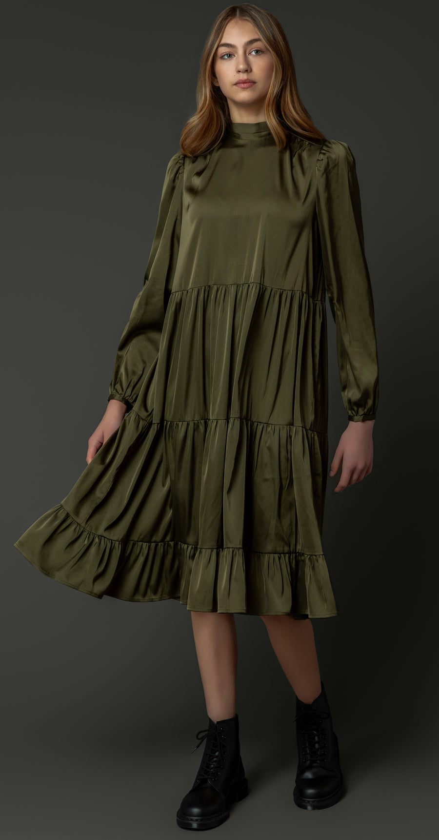 Emily olive dress by Zaikamoya