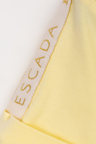 Belt collared yellow dress by Escada