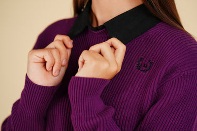 Removeable collared plum sweater by Luna Mae