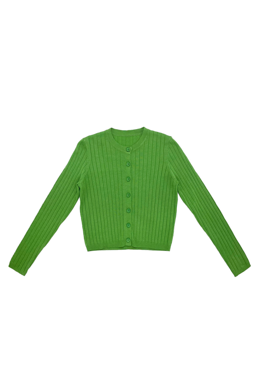 Green ribbed cardigan by Zaikamoya