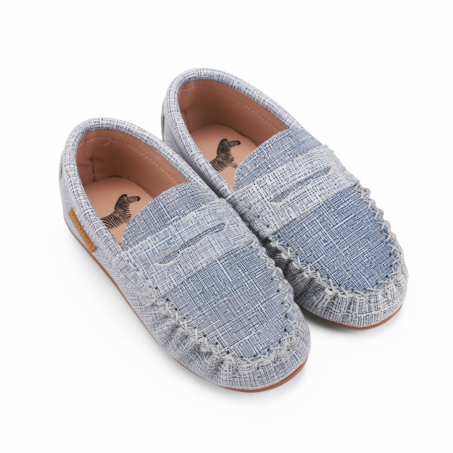 Denim Textured Penny Moccasin by Zeebra