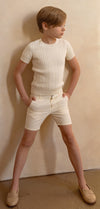 Cabled cream sweater by Coco Blanc