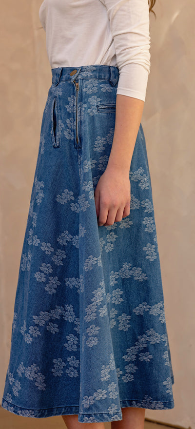 Floral denim skirt by Coco Blanc