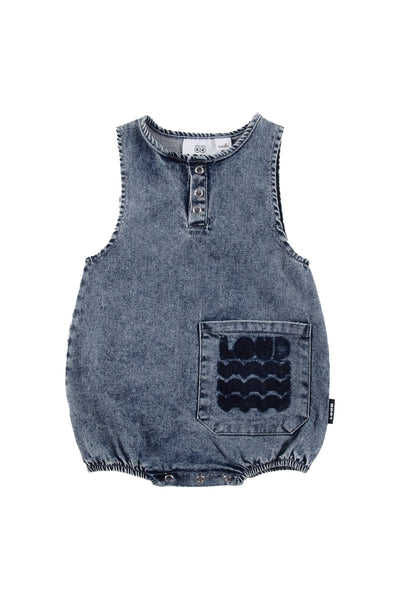 Blue stone wash romper by Loud